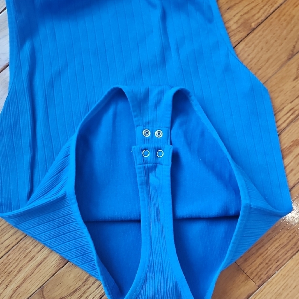 Dynamite Ribbed Blue Bodysuit - Picture 3 of 5